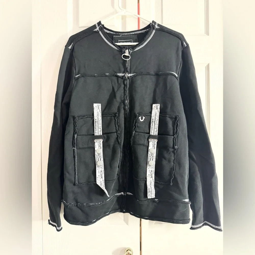 True Religion Tech Drill Zip Up Sweatshirt Jacket - Small